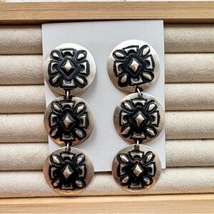 Navajo Handmade Concho Earrings Sterling Silver